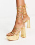 Фото #4 товара Truffle Collection mega platform strappy sandals in gold metallic