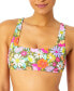ფოტო #1 პროდუქტის Juniors' Floral Square-Neck Bikini Top, Created for Macy's