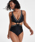 Фото #4 товара Women's Tell Me About It Stud One-Piece Swimsuit, Created for Macy's