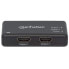 Manhattan HDMI Splitter 2-Port - 4K@30Hz - Displays output from x1 HDMI source to x2 HD displays (same output to both displays) - AC Powered (cable 0.9m) - Black - Three Year Warranty - Retail Box (With Euro 2-pin plug) - HDMI - 2x HDMI - 3840 x 2160 pixels - Blac