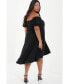 ფოტო #2 პროდუქტის Plus Size Puff Sleeve Bardot Dress