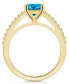 ფოტო #3 პროდუქტის Blue Topaz (1-5/8 ct. t.w.) and Diamond (1/6 ct. t.w.) Ring in 14K Yellow Gold