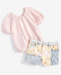 ფოტო #4 პროდუქტის Big Girls Pattern-Blocked Adjustable-Waistband Girlfriend Shorts