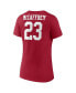 ფოტო #4 პროდუქტის Women's Christian McCaffrey Scarlet San Francisco 49ers Player Icon Name and Number V-Neck T-shirt