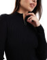 ONLY quarter zip structured knit midi dress in black