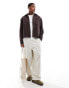 ASOS DESIGN heavyweight oversized button through jersey jacket with pocket detail in brown