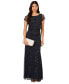 ფოტო #1 პროდუქტის Petite Boat-Neck Short-Sleeve Beaded Blouson Gown