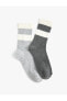2'li Soket Çorap Seti Renk Bloklu Çok Renkli