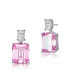 ფოტო #1 პროდუქტის Sterling Silver White Gold Plated Clear and Colored Cubic Zirconia Two-Stone Drop Earrings