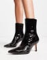 Фото #2 товара & Other Stories patent leather pointed toe stiletto boots in black