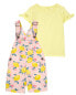 Фото #1 товара Toddler 2-Piece Pointelle Top & Lemon Print Shortalls Set 3T