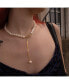 ფოტო #2 პროდუქტის 18K Gold Plated Paper Clip Chain with Freshwater Pearls - Morgan Necklace 17" For Women