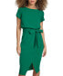 ფოტო #3 პროდუქტის Women's Tulip-Sleeve Tie-Waist Sheath Dress