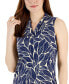 Фото #3 товара Women's Pleated-Neck Printed Sleeveless Top