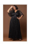 ფოტო #5 პროდუქტის Plus Size Luminous Sequin Lace Evening Gown with Pockets