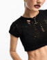 Фото #1 товара Stradivarius destroyed cropped tee in black