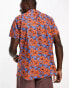 Selected Homme regular fit shirt in floral print in blue and orange