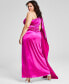 Фото #4 товара Trendy Plus Size Flyaway-Cape Satin Gown, Created for Macy's