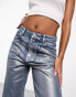 Фото #4 товара KYO The Brand – Metallic-Jeans in in blauer Waschung mit weitem Bein