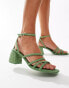 Stradivarius rope detail heeled sandal in sage green grün, 40 - фото #1