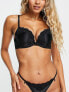 New Look satin and lace push up bra in black