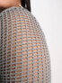Фото #3 товара ASOS DESIGN Curve ribbed long sleeve midi dress with crochet insert in grey