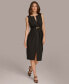 Donna Karan Women's Split-Neck Ruched Hardware-Trim Dress