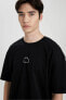 Erkek T-shirt Siyah B4651ax/bk81
