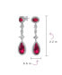 Фото #4 товара Art Deco Wedding Simulated Red Ruby AAA Cubic Zirconia Halo Long Pear Solitaire Teardrop CZ Statement Dangle Chandelier Earrings Pageant Bridal Party