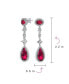 Art Deco Red Cubic Zirconia Halo Long Pear Solitaire Teardrop CZ Statement Dangle Chandelier Earrings Pageant Party