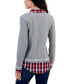 ფოტო #2 პროდუქტის Women's Layered-Look V-Neck Sweater