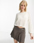 ONLY crochet cropped wide sleeve jumper in white