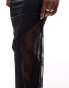 Фото #2 товара ASOS DESIGN satin maxi skirt with lace insert in black