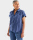Фото #1 товара Women's Cotton Gauze Short-Sleeve Button Up Shirt, Created for Macy's