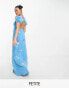 Maya Petite puff sleeve embroidered maxi dress in blue Синий, 34 - фото #1