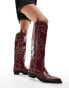 Public Desire Serpentine western boot with embroidery in burgundy