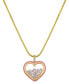 ფოტო #1 პროდუქტის Pink Enamel Cubic Zirconia Heart Shaker Pendant Necklace