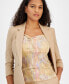 Фото #3 товара Women's Faux Double-Breasted Linen-Blend Ruched-Sleeve Blazer, Created for Macy's