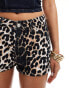 ASOS DESIGN denim micro short in leopard