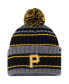 ფოტო #1 პროდუქტის Men's Gray, Black Pittsburgh Pirates Rexford Cuffed Knit Hat with Pom