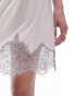 Фото #4 товара Topshop satin lace petticoat mini skirt in oyster with charcoal lace