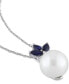 ფოტო #3 პროდუქტის Cultured Freshwater Pearl (8-1/2mm), Sapphire (1/3 ct. t.w.) & Diamond Accent 17" Pendant Necklace in Sterling Silver