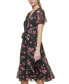 Фото #3 товара Women's Floral Flutter-Sleeve Midi Dress
