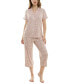ფოტო #8 პროდუქტის Women's 2-Pc. Printed Capri Pajamas Set