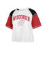 Women's White Distressed Wisconsin Badgers Serenity Gia Cropped T-shirt