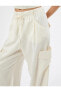 Фото #5 товара Брюки Koton Карго с карманами из смесовой льняной ткани