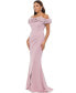 Фото #3 товара Women's Scuba-Crepe Ruffled Off-The-Shoulder Fit & Flare Gown