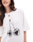 ASOS DESIGN oversized t-shirt with cherry disco balls in white