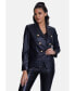 ფოტო #1 პროდუქტის Women's Genuine Leather Blazer Jacket, Black