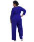 ფოტო #5 პროდუქტის Women's Tie-Waist 3/4-Sleeve Wide-Leg Jumpsuit